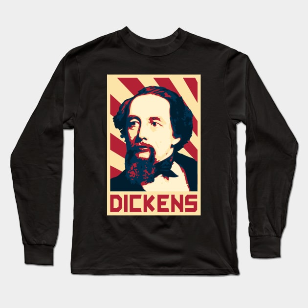 Charles Dickens Retro propaganda Long Sleeve T-Shirt by Nerd_art